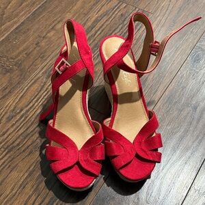 American Eagle Outfitters Red Wedge Sandals